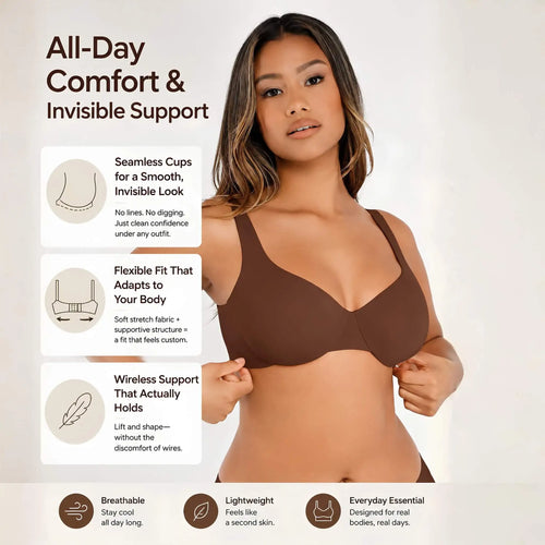 Adjustable-Strap Underwire Plunge Bra