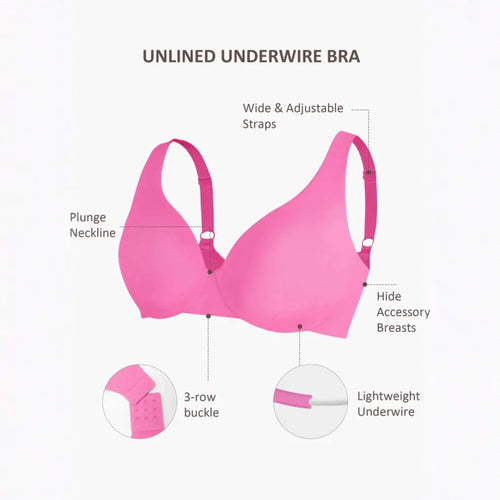Adjustable-Strap Underwire Plunge Bra