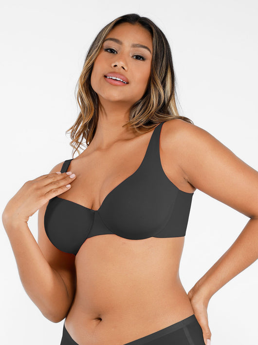Feelingirl-Deep-V-Push-Up-with-Triple-Layer-Seamless-Design-Side-Support-&-Wide-Adjustable-Straps-Bra-Black