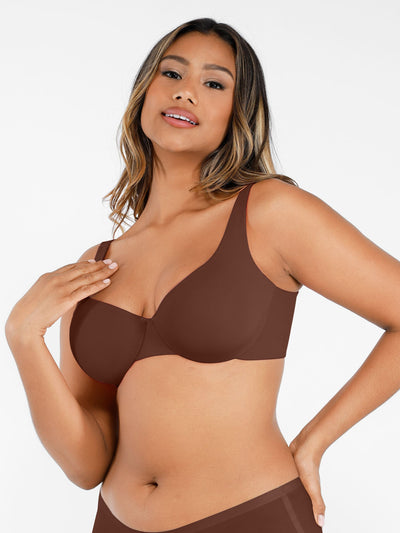 Feelingirl-Deep-V-Push-Up-with-Triple-Layer-Seamless-Design-Side-Support-&-Wide-Adjustable-Straps-Bra-Brown