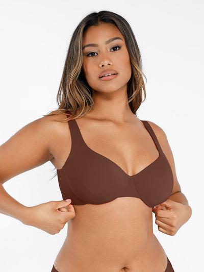 Feelingirl-Deep-V-Push-Up-with-Triple-Layer-Seamless-Design-Side-Support-&-Wide-Adjustable-Straps-Bra-Brown
