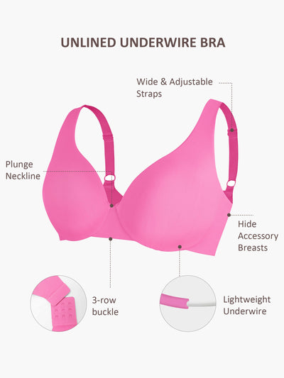 Feelingirl-Deep-V-Push-Up-with-Triple-Layer-Seamless-Design-Side-Support-&-Wide-Adjustable-Straps-Bra-Pink