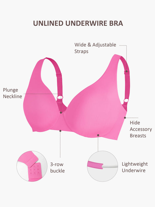 Feelingirl-Deep-V-Push-Up-with-Triple-Layer-Seamless-Design-Side-Support-&-Wide-Adjustable-Straps-Bra-Pink