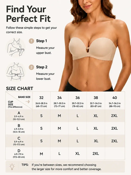 Front Closure Strapless Push-Up Bra