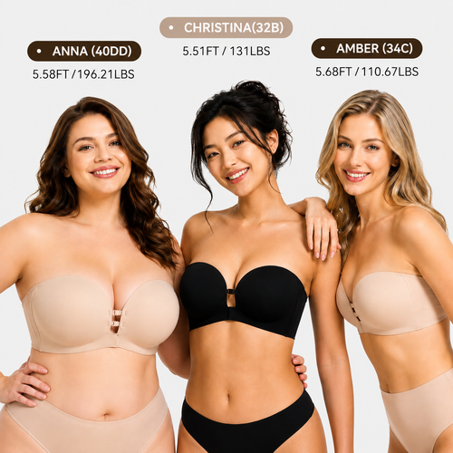 Front Closure Strapless Push-Up Bra