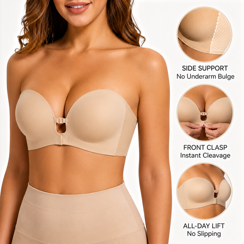 Front Closure Strapless Push-Up Bra